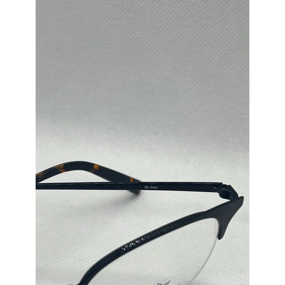 Selah‎ Cat Eye Semi Rimless Eyeglasses Black Tortoise 49-19-140 C1 Frames